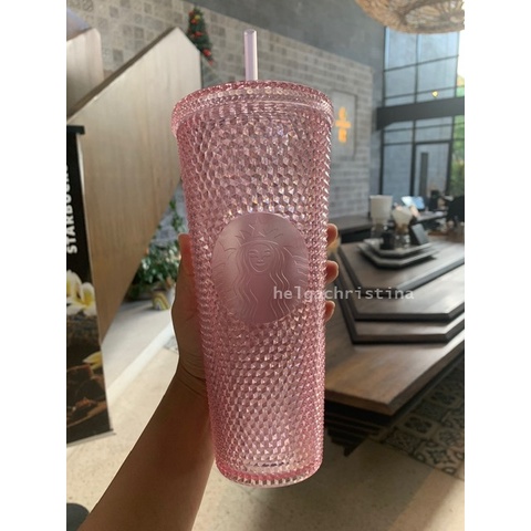 Starbucks Vaso frío de acero inoxidable rosa brillante de 20 onzas