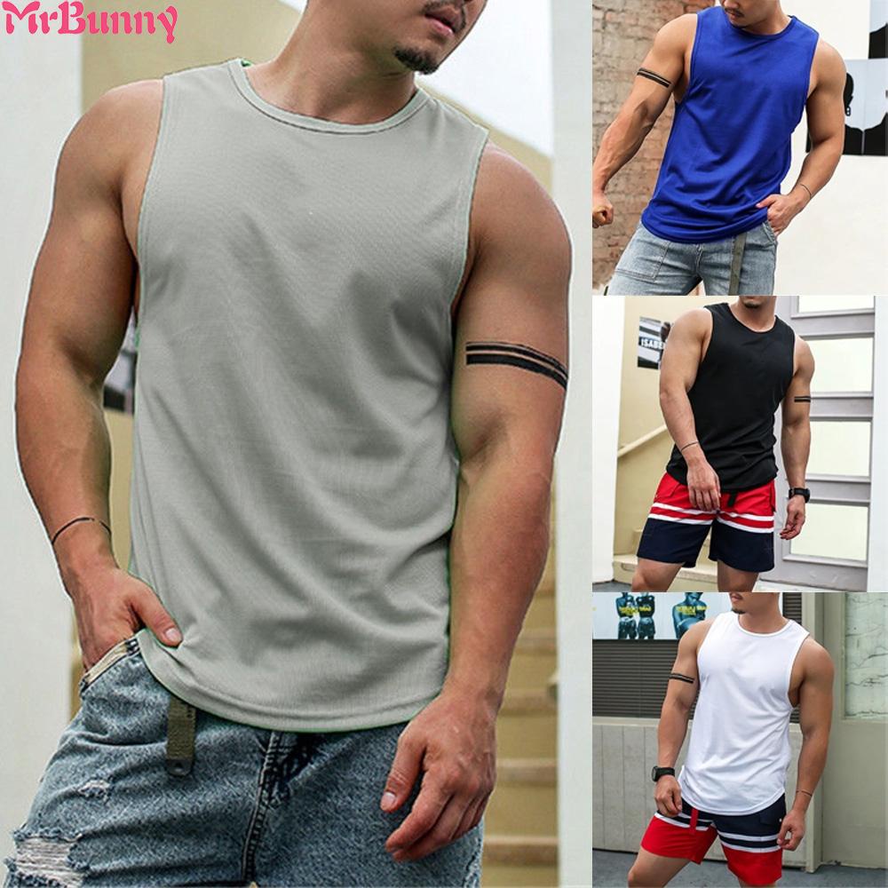 Camisetas Interiores Hombre Cuello Redondo Sin Mangas T Shirts Deportes  Fitness Camisetas De Tirantes Tamaño Grande Blanco XL: : Moda