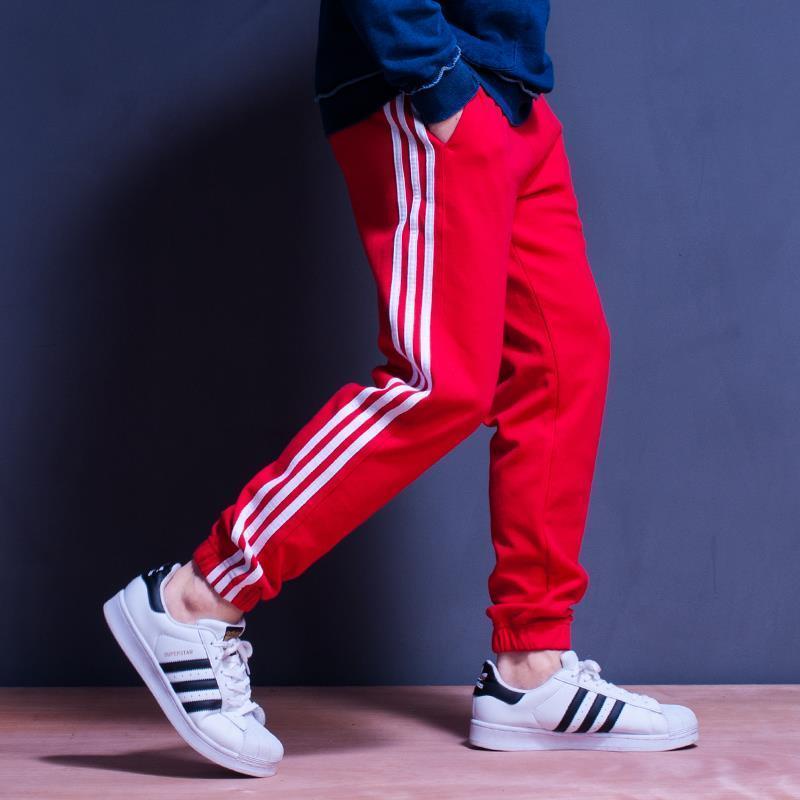 Tres Rayas Rojo Pantalones Deportivos Hombres S Primavera Y Otoño