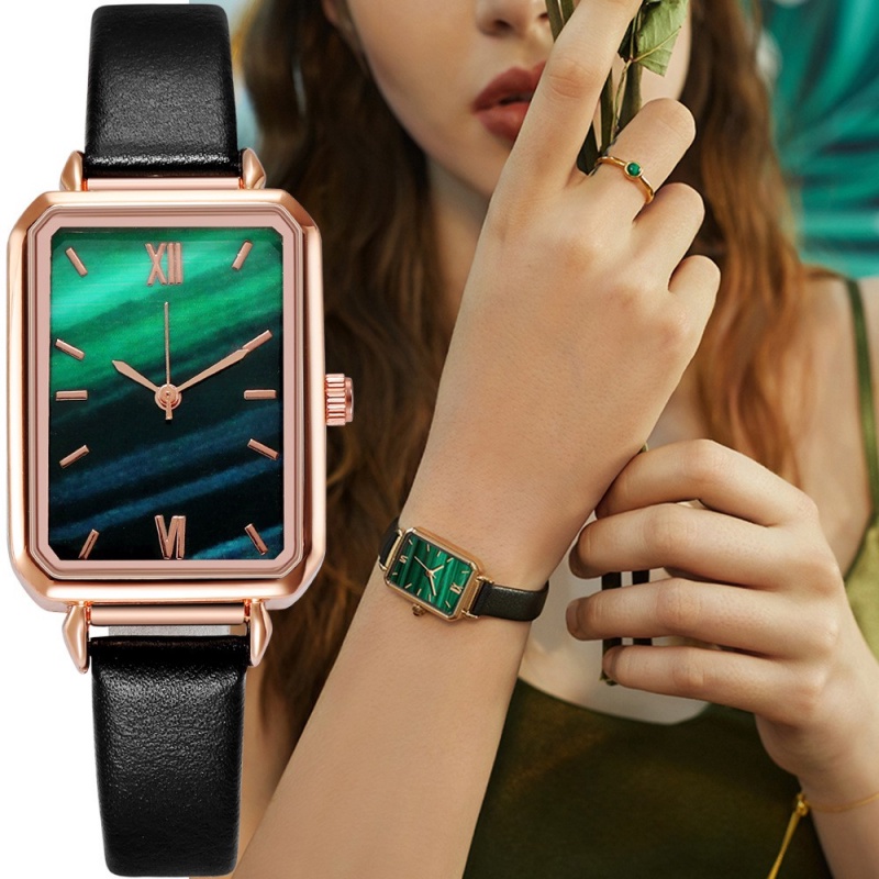 Reloj De Pulsera Cuadrado De Moda Para Mujer Con Correa De Cuero Shopee Mexico