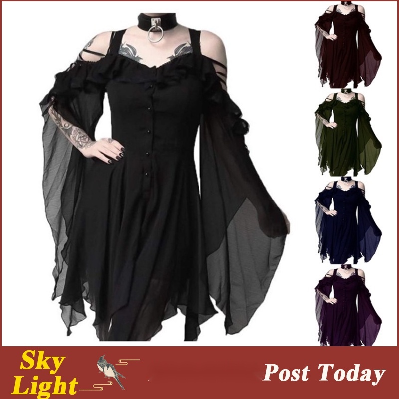 Vestido medieval renacentista para mujer, disfraz de bruja victoriana,  disfraz de Halloween, vestido largo de vampiro de lujo para adultos