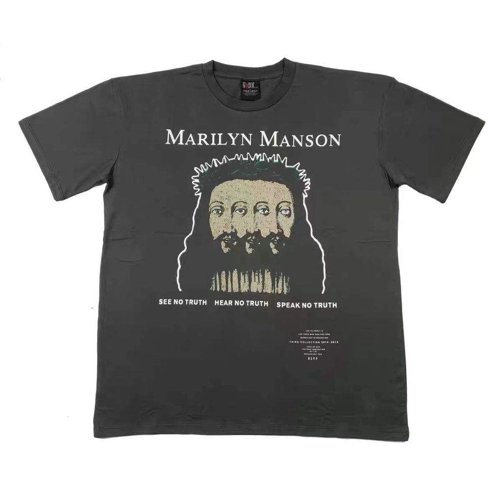VINTAGE Saint Michael Marilyn Manson Marea Marca Niebla Alta Tendencia Suelta Pareja De Manga Corta T shirt
