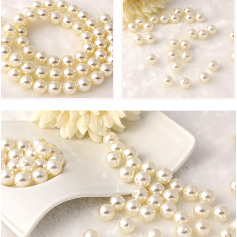 Collares Collar de Perlas de imitación Blancas de 4/6/8/10/14mm, Collar de  Cadena con Cuentas a la Moda for Mujer, joyería de Boda a la Moda Collares
