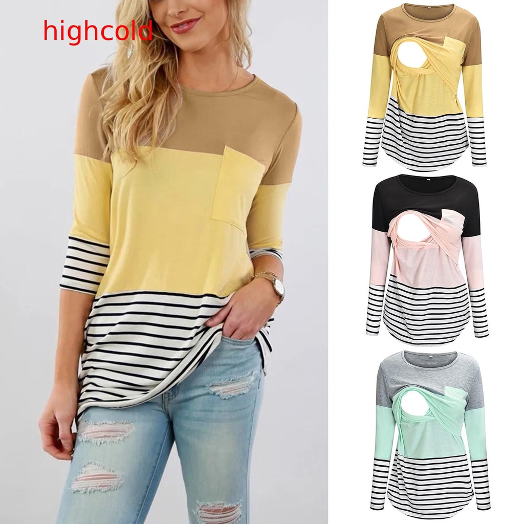 Blusa de Maternidad con Rayas de Diferentes Colores, Ropa de