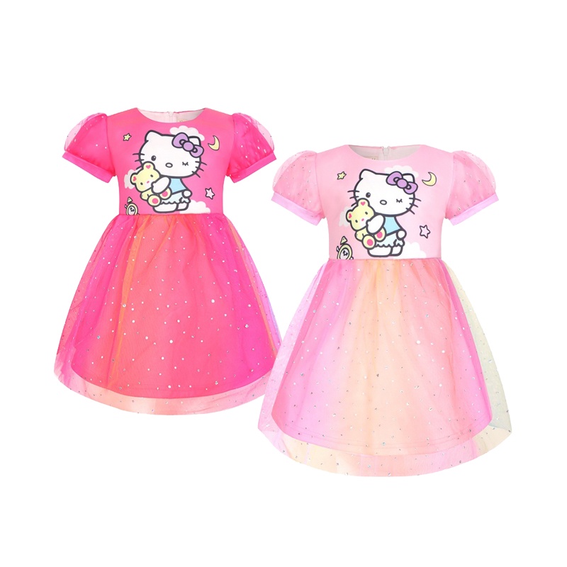 Nuevo Hello Kitty Vestido De Niña De Verano De Malla De Moda Fiesta De Cumpleaños Ropa De Niños | Shopee México
