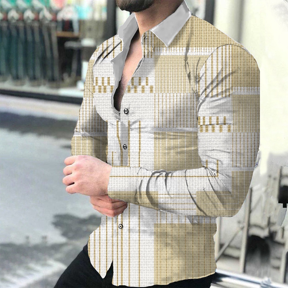 Camisa navideña para hombre, reno divertida, creativa, 3D, sudadera de Navidad Ugly camisas de manga larga, camisa informal de Papá Noel, camisa hawaiana para hombres, Funky Christmas Slim Fit