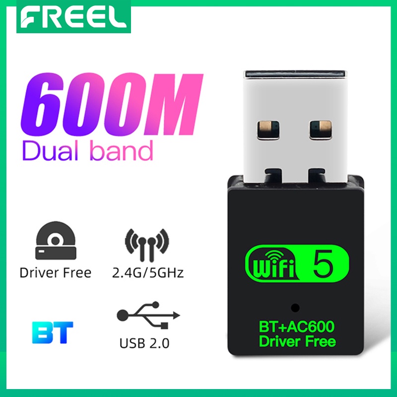 FREEL USB WiFi Bluetooth Adaptador Mini Antena Inalámbrica 600Mbps De Doble Banda 2 4G 5 8G 4