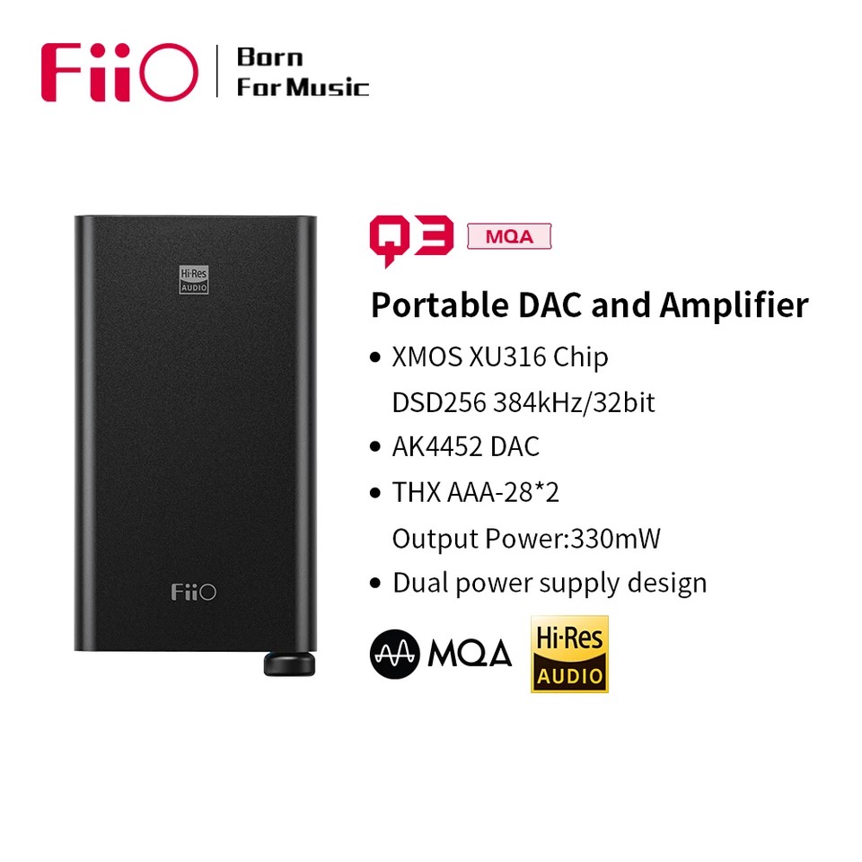 Amplificador FiiO Q3 para auriculares, amplificador de alta