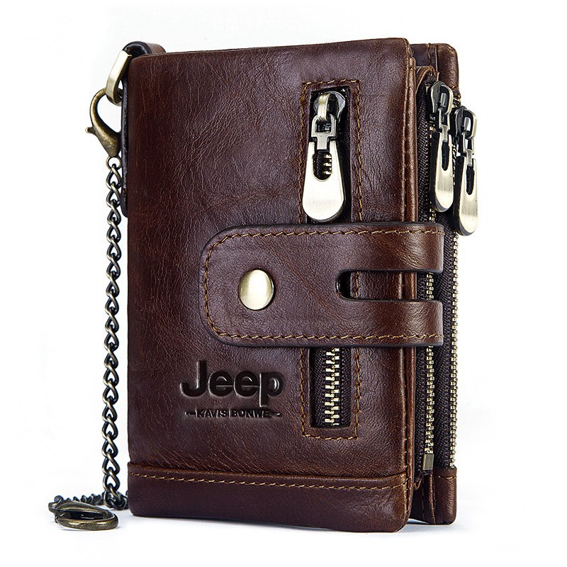 Jeep Cuero Genuino Hombres Cartera Titular De La Tarjeta - Main Image