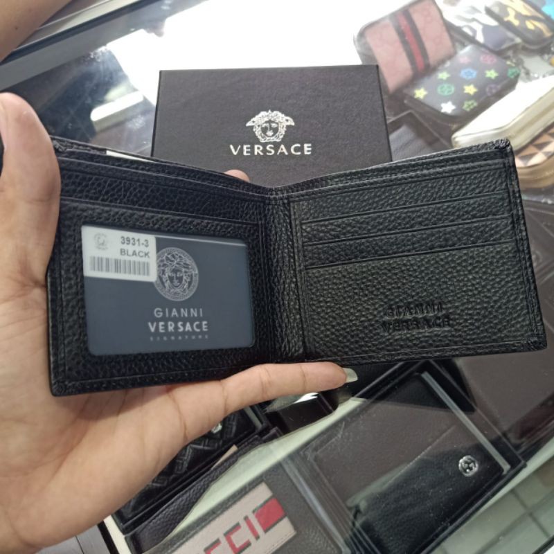 impuesto hada cristiano Versace cartera plegable de cuero genuino para hombre | Shopee México