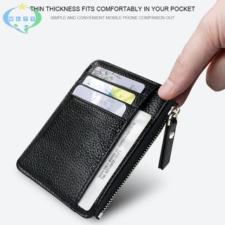 Tarjetero de piel auténtica para hombre y mujer, tarjetero pequeño de piel  auténtica para tarjetas de identificación y crédito, regalo Original para  hombre y mujer - AliExpress