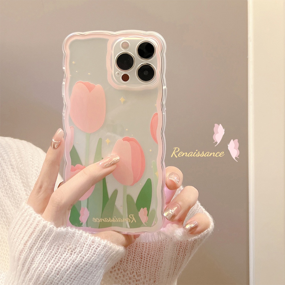 Funda para teléfono de la correa de la mano de cuatro flores para iPhone 13  (rosa claro)