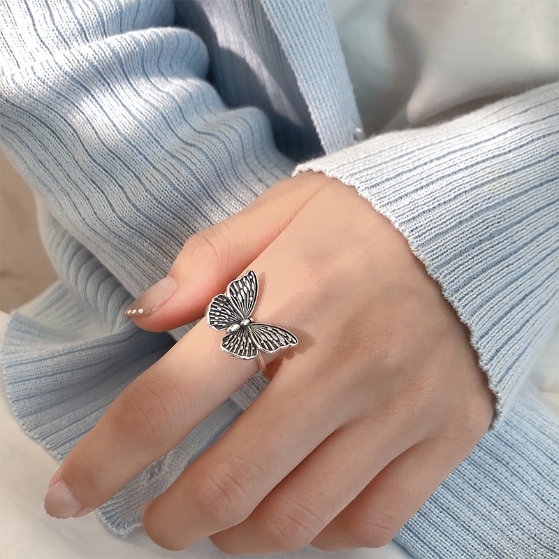 Anillo De Mariposa Coreano Mujer Plata De Ley 925 Ins Personalidad