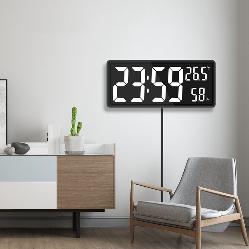 Reloj de pared Digital LED grande con temperatura, humedad, fecha