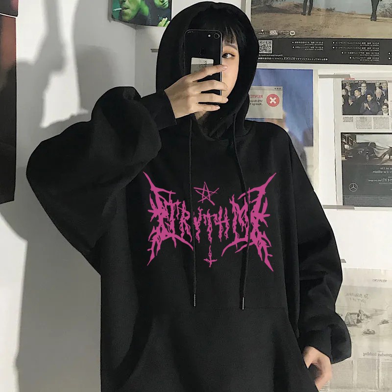 Hip Hop Streetwear Sudadera Con Capucha Con Estampado De 2021 Para Mujer  Harajuku Algodón Casual Otoño Negra