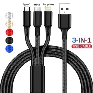 Cable USB 3 en 1, cable portátil rápido de cargador múltiple cable de carga  Cable multi USB Cable de carga rápida con tipo C, puerto micro USB e IP,  conector Fo