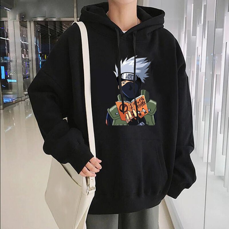 KAKASHI Naruto Impresión Sudaderas Sudadera Anime Streetwear Hip Hop  Invierno Ropa Mujer Manga Larga Tops De Gran Tamaño Unisex