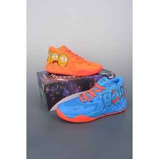 Puma MB1 × Rick and Morty LaMelo Ball Zapatillas De Deporte Naranja Rojo  Mediados Absorción De Golpes Zapatos De Baloncesto