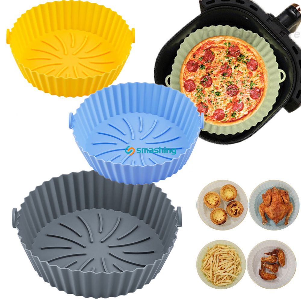 Olla de silicona para freidora de aire reutilizable, accesorios para  hornear, cesta para Pizza, plato para parrilla, olla de cocina,  herramientas para hornear pasteles