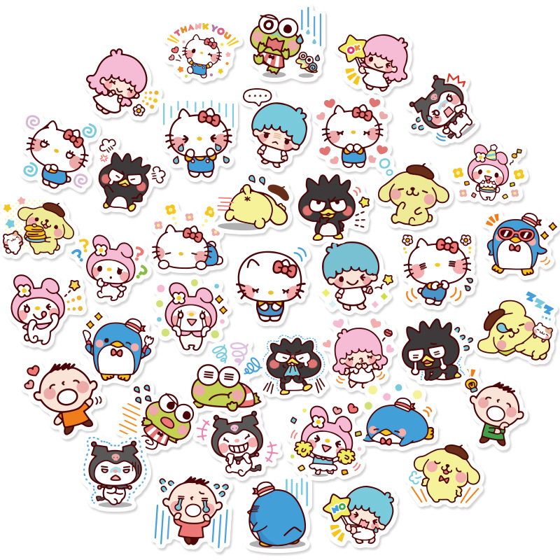 40 Pzas Calcomanías Lindas Sanrio Impermeables De Dibujos Animados Para ...