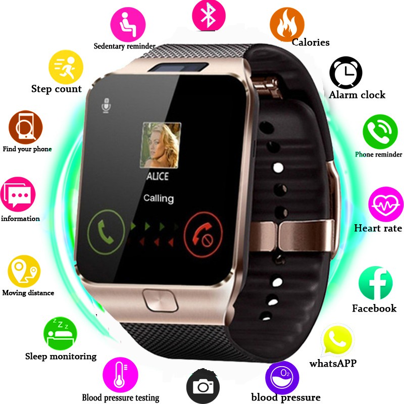 SmartWatch DZ09 Bluetooth Con Cámara 2G SIM TF Ranura Para Tarjeta Teléfono  Para Android IPhone Xiaomi