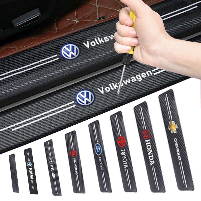 Pegatinas Protectoras Para Umbrales De Puerta - Fibra De Carbono, Para SEAT León - Set De 4 Piezas