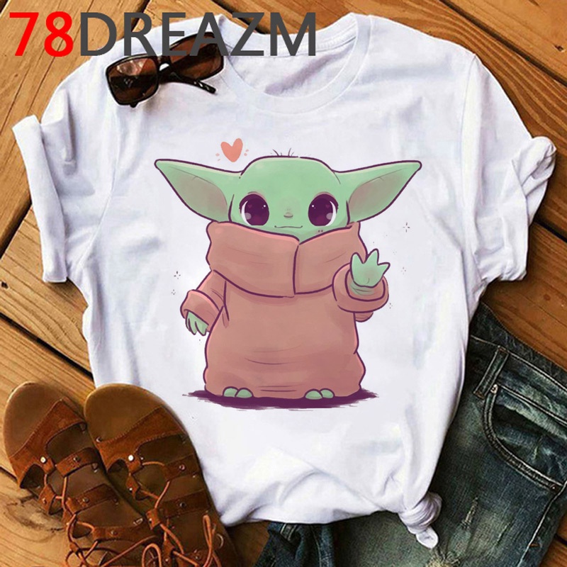 Baby Yoda Star Wars Camiseta Verano top Mujeres kawaii Impresi n Est tica Ropa M s El Tama o