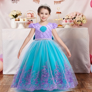 Vestido de la Sirenita Ariel para niñas, disfraz de Cosplay, ropa de fiesta  de cumpleaños, Carnaval, verano, 2022