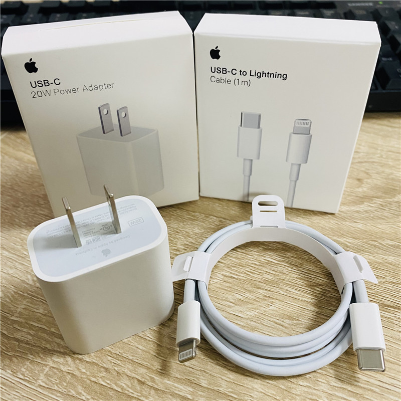 100 % Original Apple iPhone Lightning Cable Cargador 20W USB-C Adaptador De  Alimentación 1m/2m PD Carga Rápida Para 13 pro max