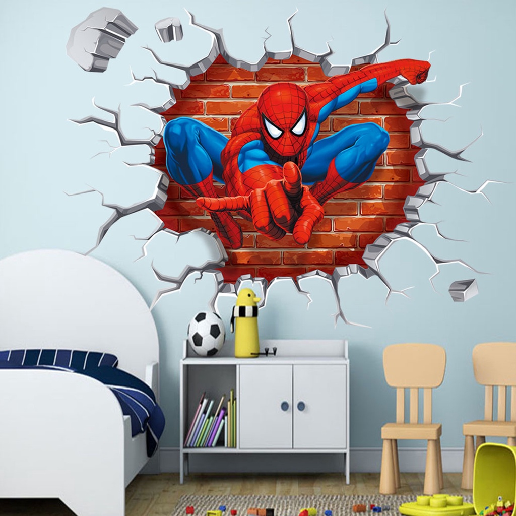 PD♥Wall Pegatina De Dibujos Animados 3D Efecto Spiderman Decorativo Pared  Calcomanía Decoración Del Hogar Regalos Para Habitaciones | Shopee México