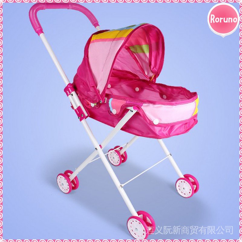 Carrito de compras de madera para niños pequeños: cochecito de muñeca,  juguete de empuje para caminar para niños niñas de 1 a 3 años (rosa)