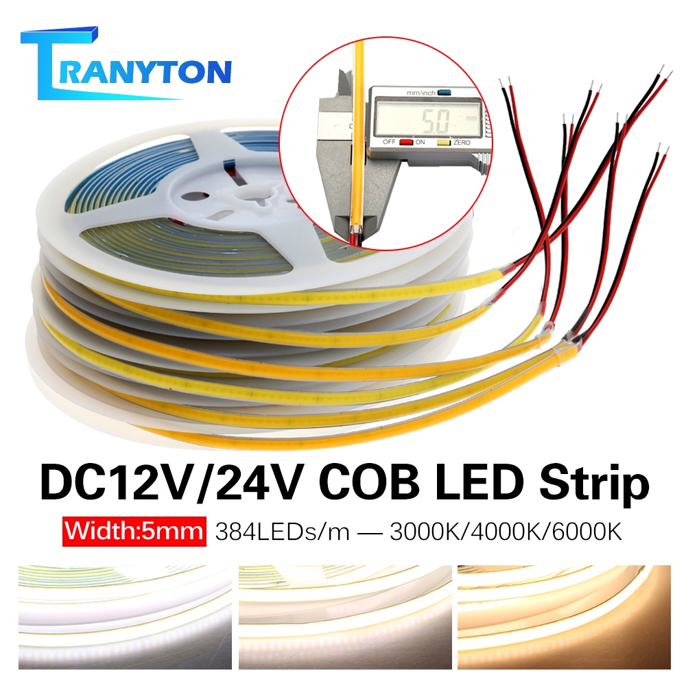 Tira Led COB 12V 3000K 10W/m Rollo 5m