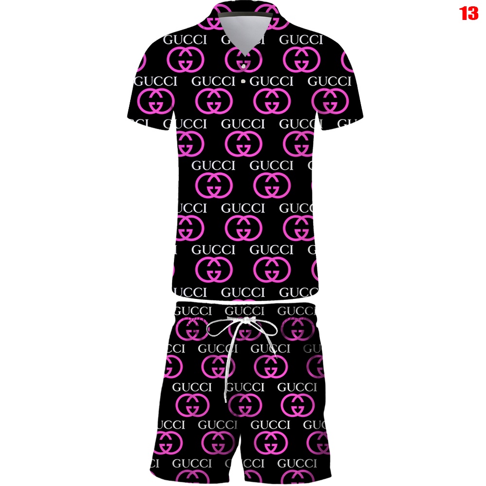 Gucci boutique Ropa De Hombre 2021 Nuevos Hombres Impresos 3D POLO Camisa Moda Tendencia Deportes Y Ocio Solapa Pantalones Cortos Traje Shopee Mexico