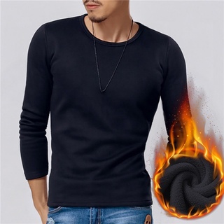 9M - Camisa térmica ultra suave para hombre, camiseta de compresión con  cuello redondo, ropa interior de manga larga con forro polar