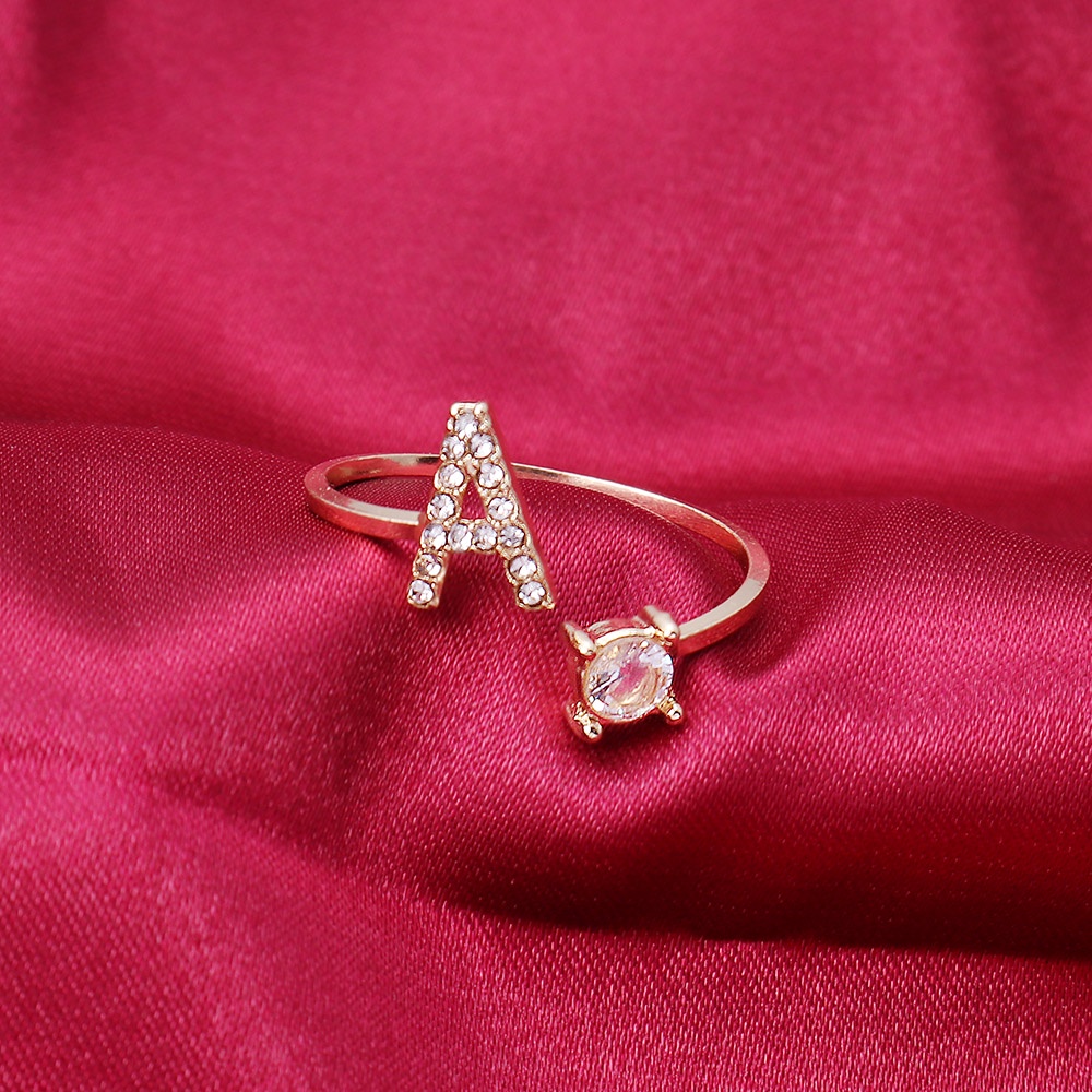  LOYJOY - Anillos de letras de circón arcoíris para mujer, anillo  con inicial de la A a la Z, anillos de dedo ajustables dorados, joyería de  boda, P - Estados Unidos 