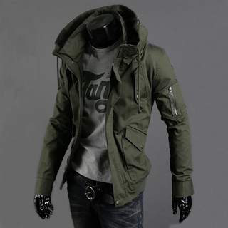  Chaqueta cortavientos con capucha para hombre, chaqueta militar  de trekking para exteriores y otoño, Verde : Ropa, Zapatos y Joyería