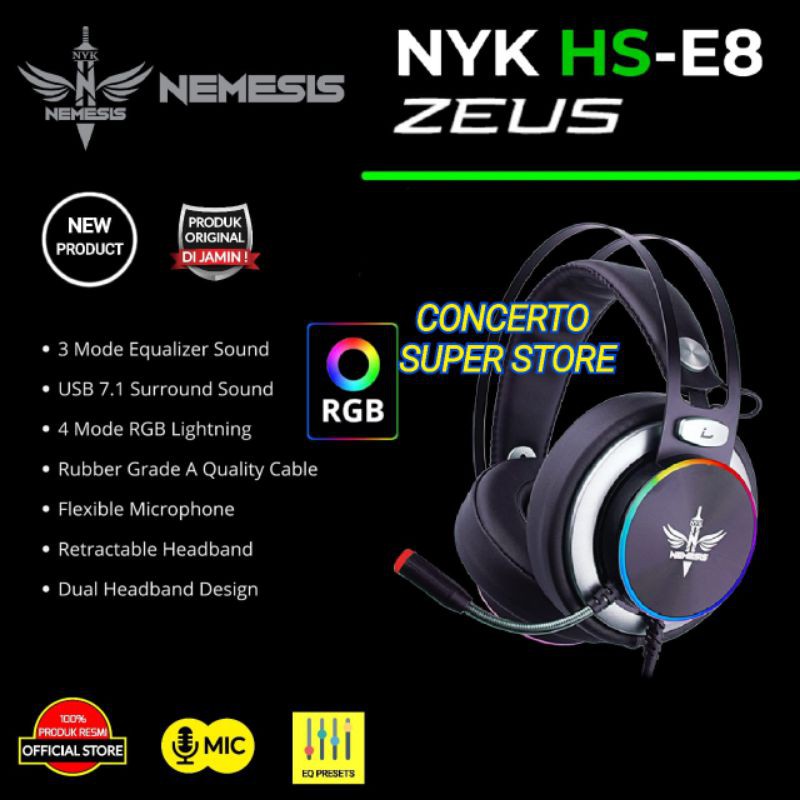 Nyk NEMESIS ZEUS RGB Gaming 7.1 Surround Sound Headset Original ...