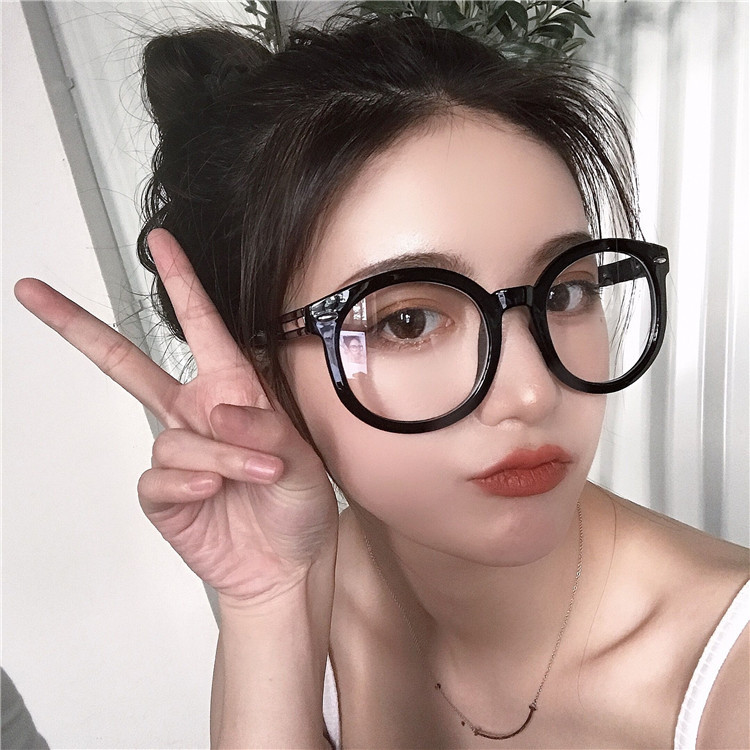 Coreano Moda Celebridad Gafas Grandes Redondas Negro Marco Para Mujeres | Shopee