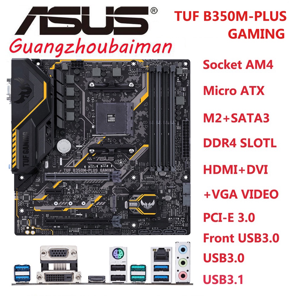 Placa Base Asus TUF B350M PLUS Para Juegos AMD B350 AM4 De Escritorio DDR4 M 2 NVME Micro ATX Shopee Mexico