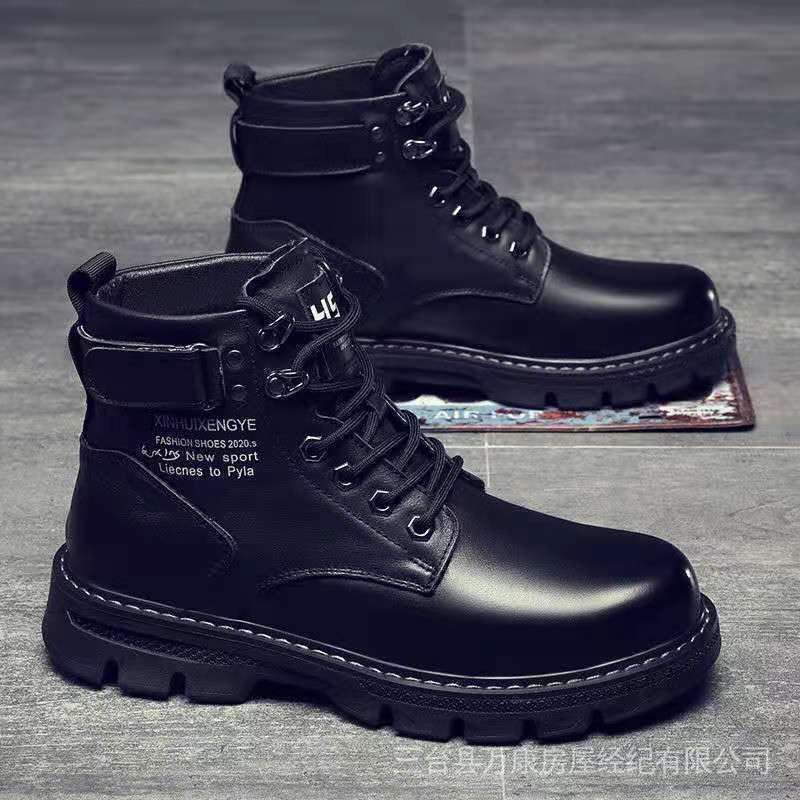 Botas de cuero online negras hombre