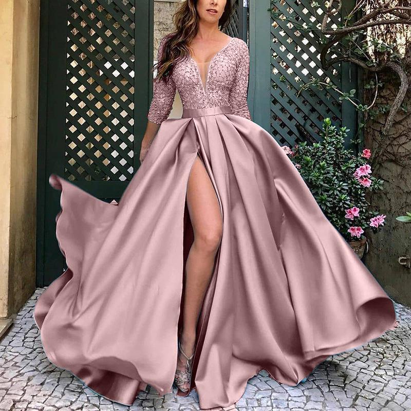 Vestidos De Fiesta Elegantes Manga Larga Ropa De Moda Para Mujer