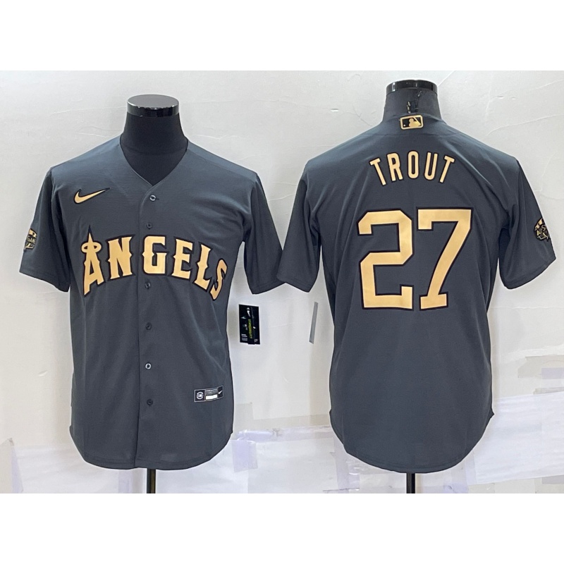 Los Angeles Angels #27 Mike Trout Mlb Golden Brandedition Black