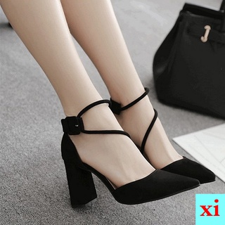  Zapatos de tacón medio para mujer, de piel sintética suave, de  tacón medio, cómodos zapatos de tacón, Negro (Black-1), 7 : Ropa, Zapatos y  Joyería
