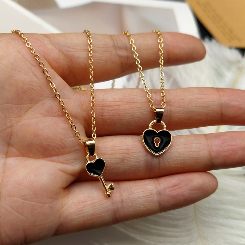 Unids/Lotes Declaración Pareja Collar Para Mujeres Moda Llave Cerradura Corazón Colgante Cadena Eslabones Joyería De collares de BFF | Shopee México