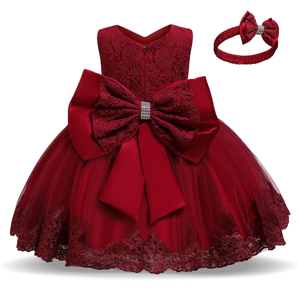Baby Girls Dress for Girls Children s Wear Big Bow Sequined Flower Girl Wedding Dress Shopee Mexico