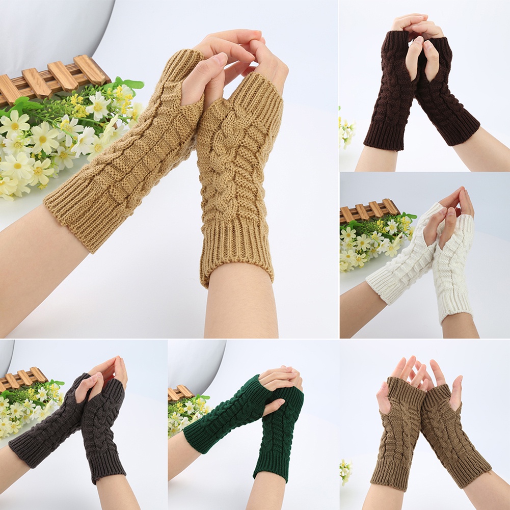 ninkan - guantes suaves de punto para mujer, invierno, manopla larga, sin  dedos