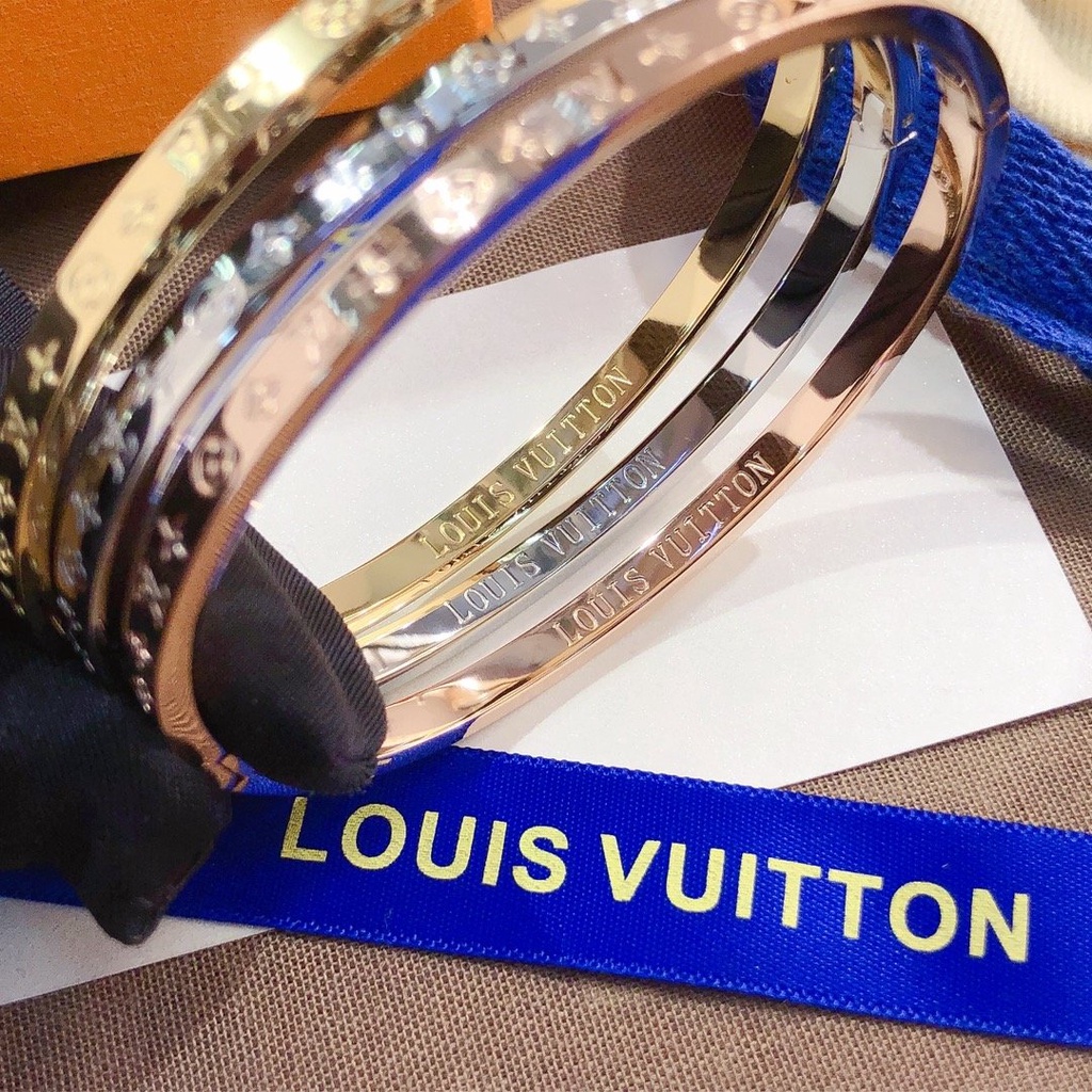 Casual Louis Vuitton Pulsera Delicada Brazalete Hueco LV Monogram