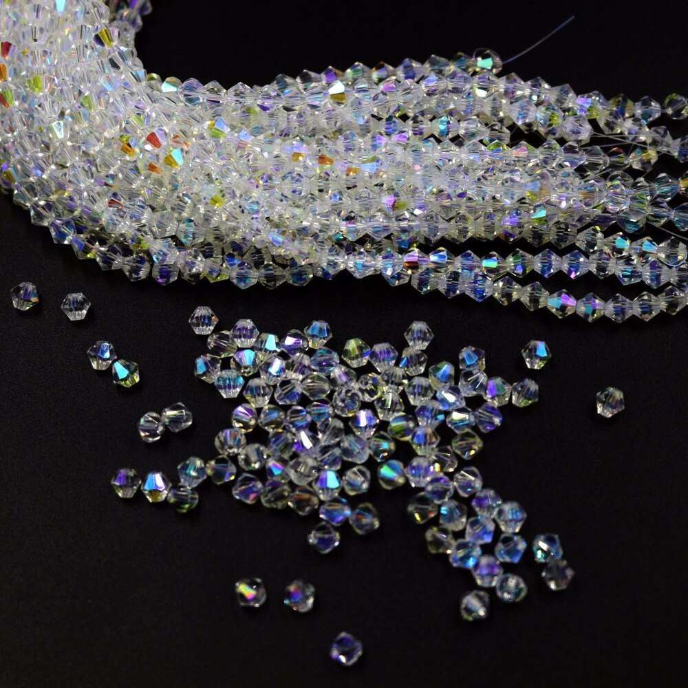 Cuentas de vidrio para hacer joyas, total de 2000 unidades, más de 80  cuentas multicolores diferentes, cuentas de cristal bicono de 0.157  pulgadas