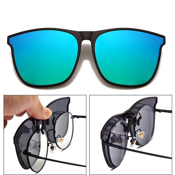 Gafas De Sol Polarizadas Con Clip Lente De Moda Hombre Negro