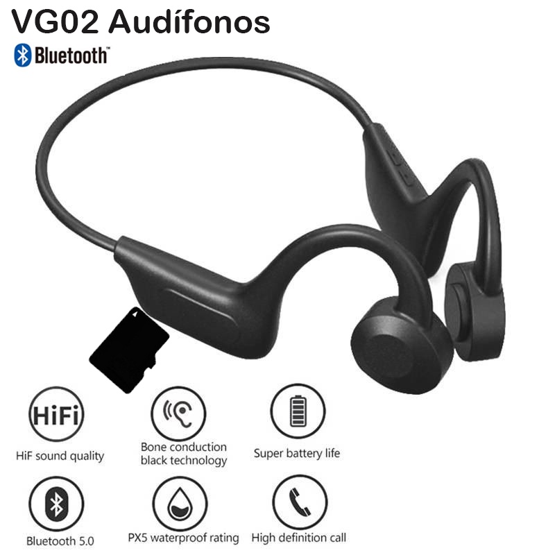 VG02 Auriculares deportivos Bluetooth de conducción ósea r